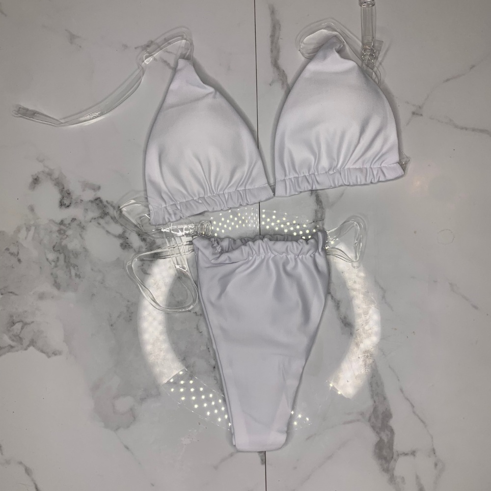 Pure White Clear Strap Bikini - Picture 2 of 4